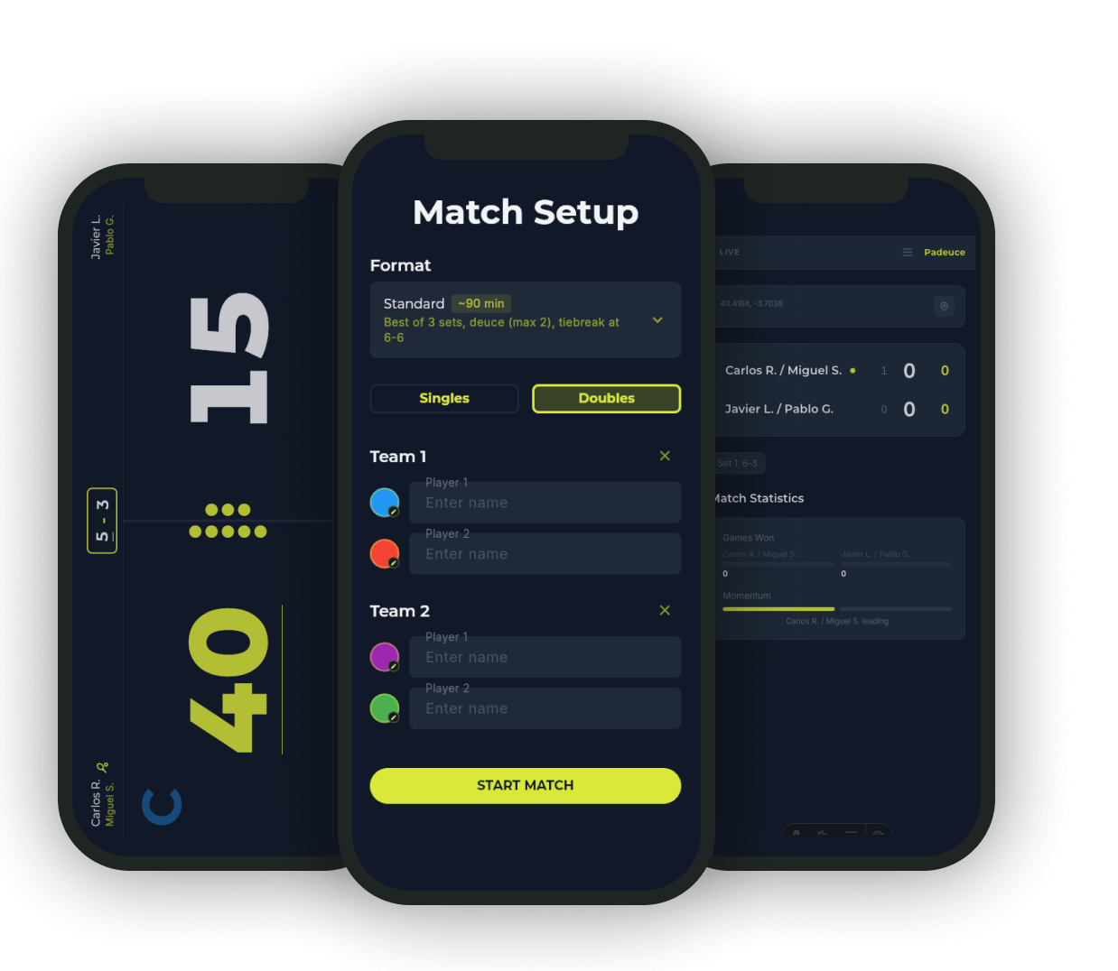 Padeuce app screens